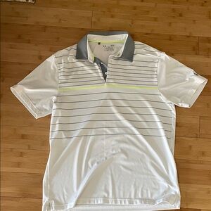 Under Armour White and Gray Polo Shirt